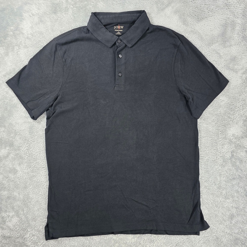 J.Crew Sueded Cotton Jersey Polo Shirt Classic Polo Black Large Quiet Luxury